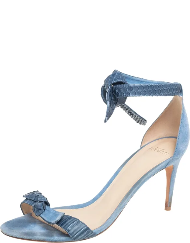 Snakeskin Leather And Suede Ankle-tie Sandals