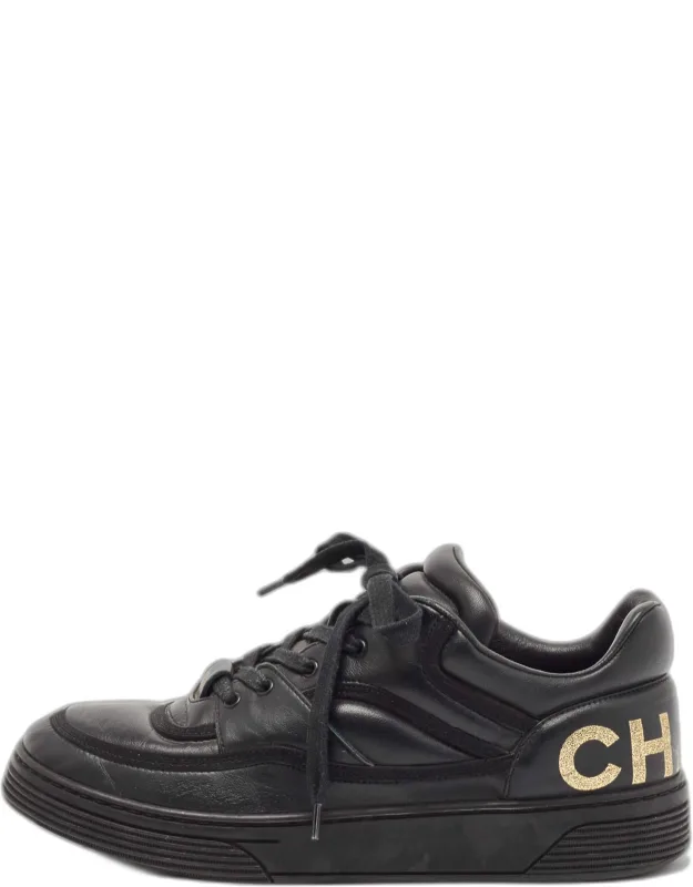 Leather Perforated Lace Up Sneakers