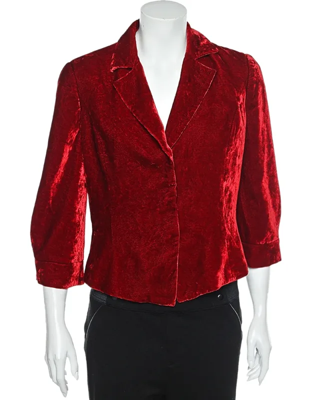 Velvet Button Front Blazer