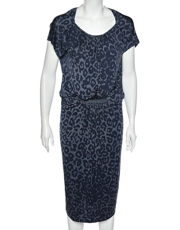 Animal Printed Silk Jersey Cut-out Back Detailed Dress