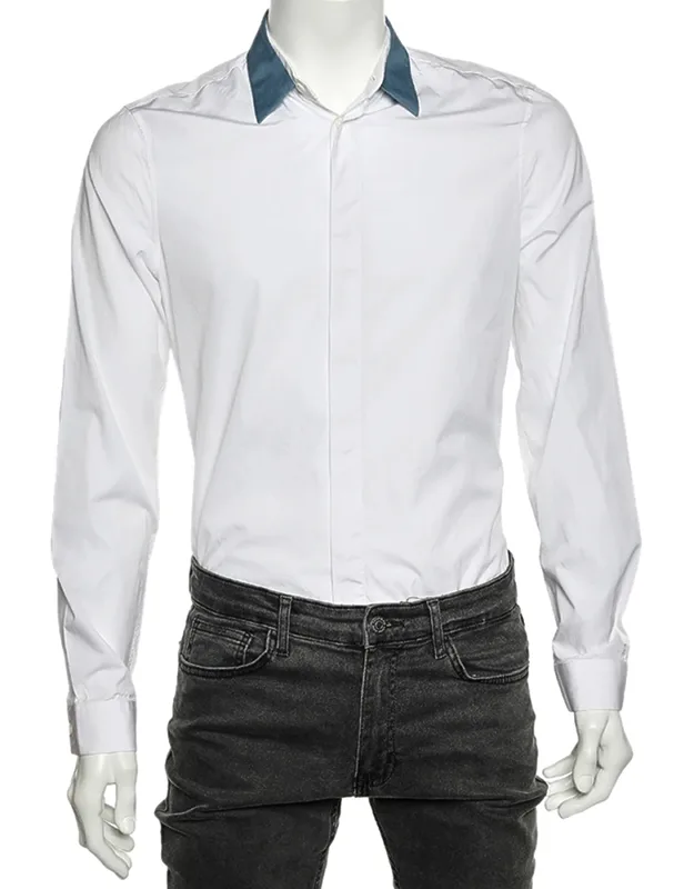 Cotton Contrast Collar Detail Button Front Shirt