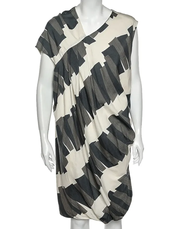 Multicolored Printed Cotton Pleated Dress