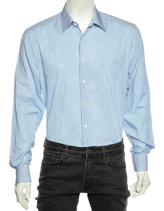Striped Cotton Button Front Shirt