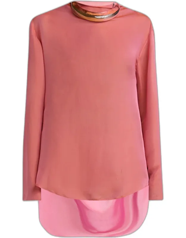 Iridescent Chiffon Cowl Backless Tunic