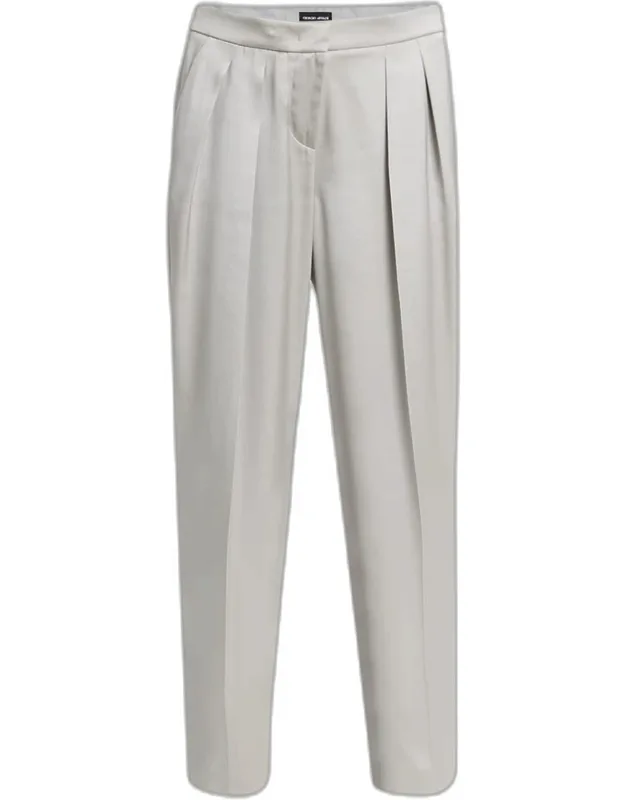 Pleated Skinny Leg Trousers