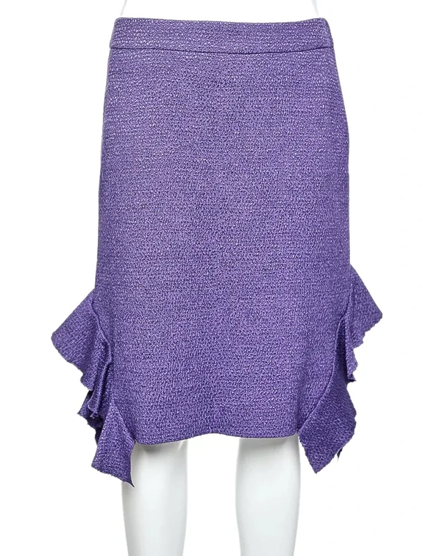 Textured Wool & Silk Ruffled Mini Skirt
