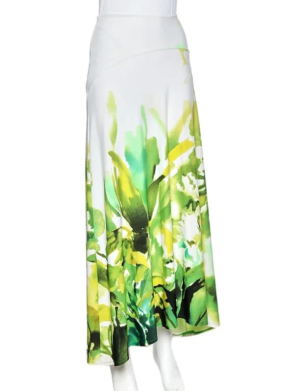 Multicolored Printed Jersey Midi Skirt