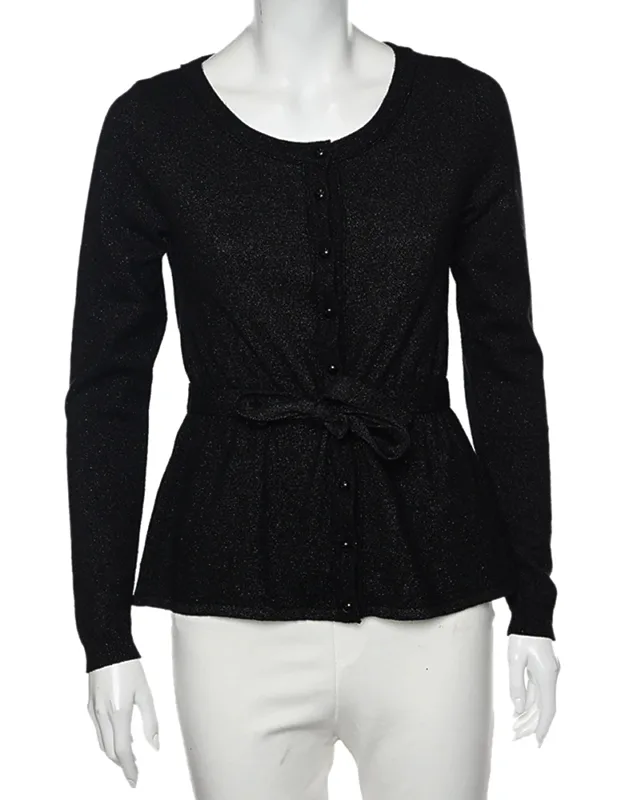 Lurex Knit Button Front Cardigan
