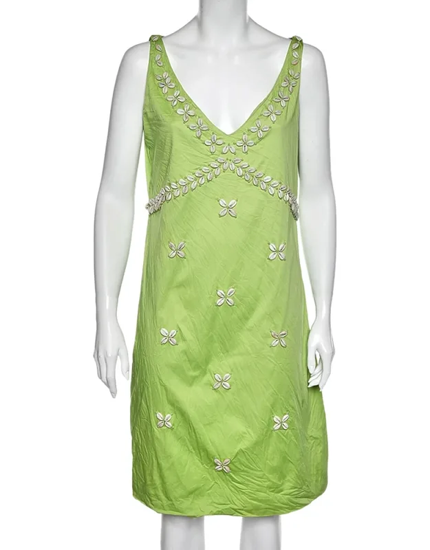 Cotton Shell Appliqué Sleeveless Dress