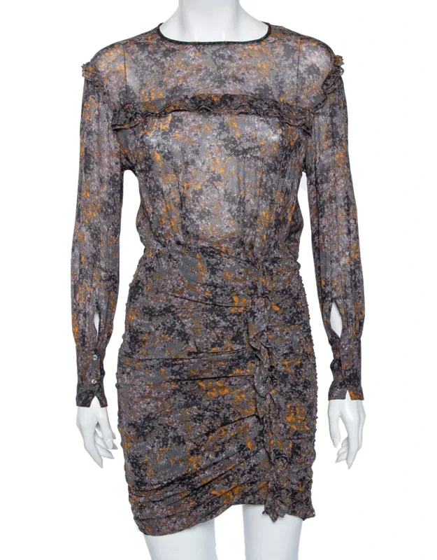 Multicolored Printed Ruched Dress