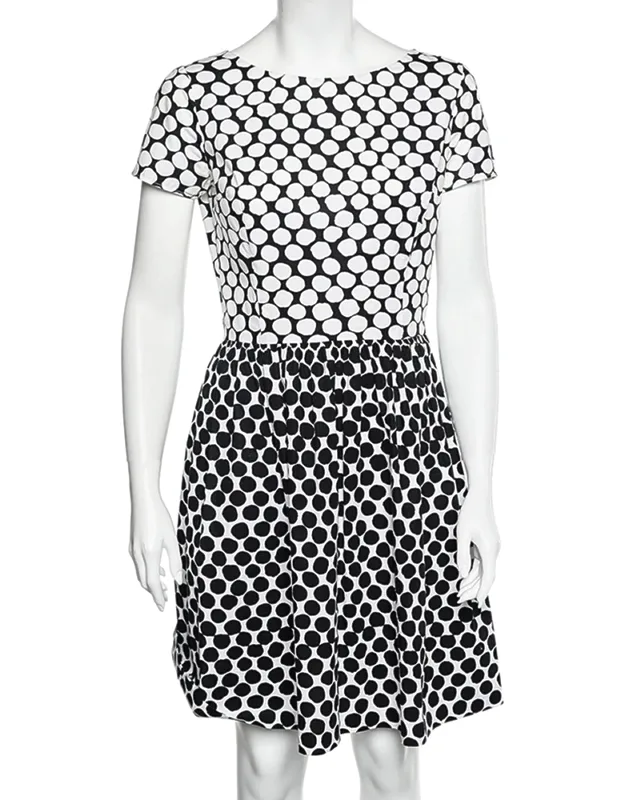 Monochrome Polka Dot Print Cotton Dress