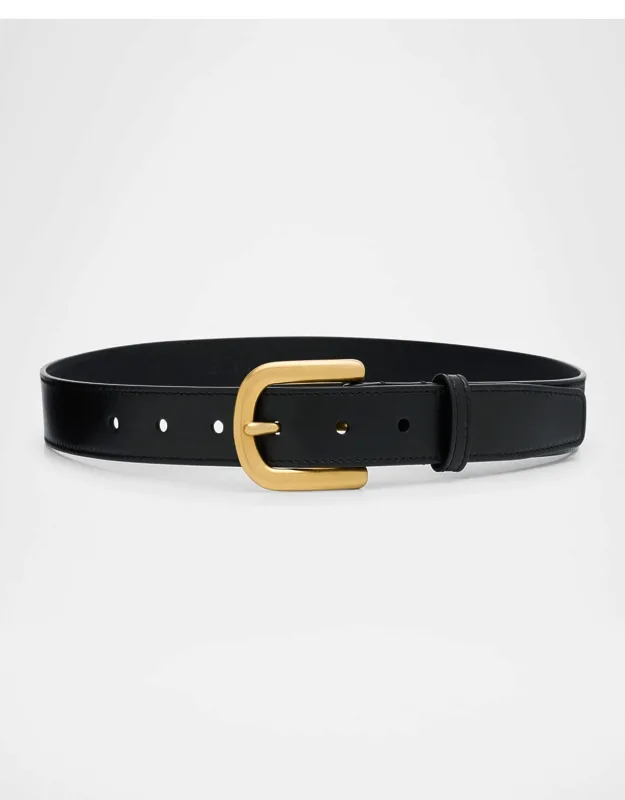 Belt With Golden Hardware And Medium Width