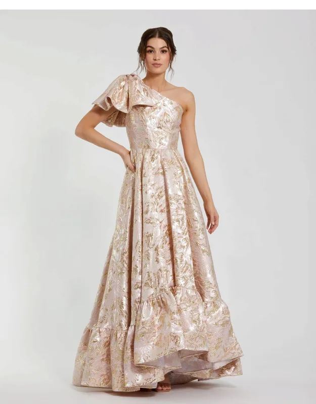 One Shoulder Floral Wedding Guest Dress With Bow