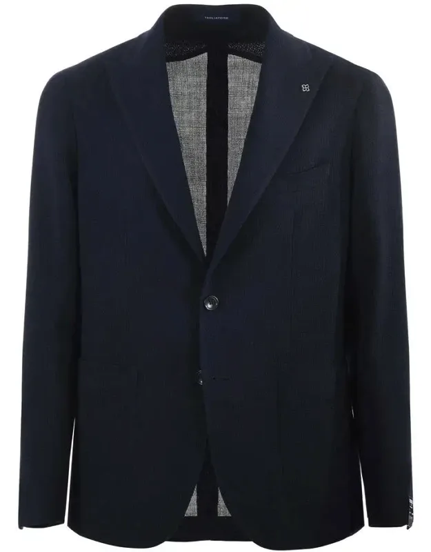 Tagliatore Wool Hopsack Jacket With Peak Lapel And Patch Pockets