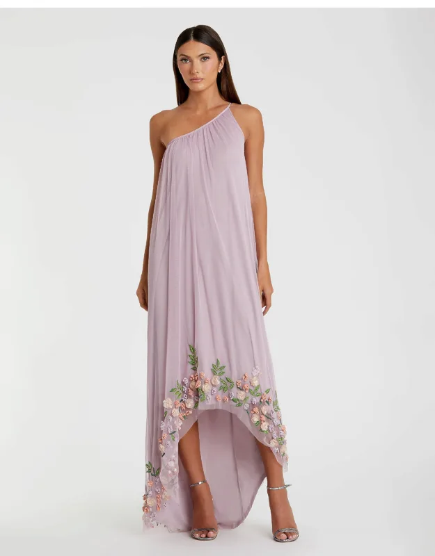 One Shoulder Trapeze Embellished Formal Wedding Guest Dress