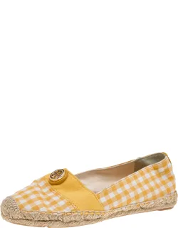 Gingham Fabric And Canvas Espadrille Flats