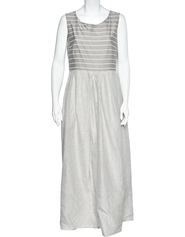 Cotton & Silk Striped Maxi Dress