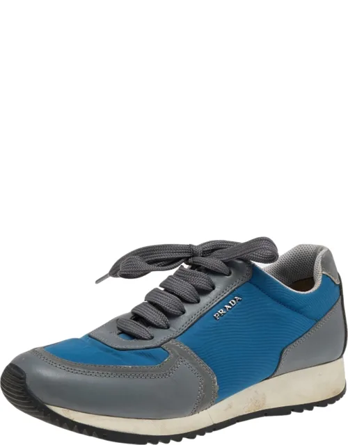 Sport Nylon And Leather Low Top Sneakers