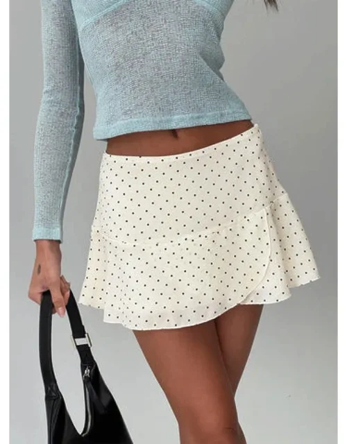 Sonsie Mini Skirt - Polka-dot, Wrap-around Hem Detail