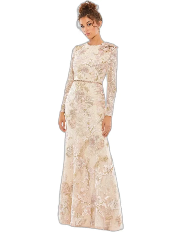 Embroidered Lace Trumpet Evening Dress