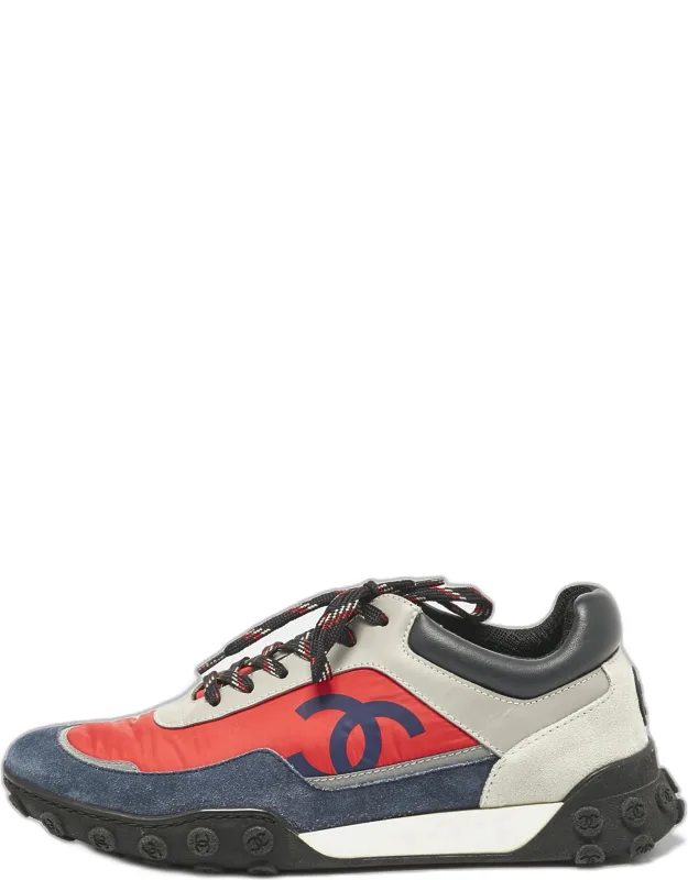 Multicolor Leather And Nylon Low Top Sneakers