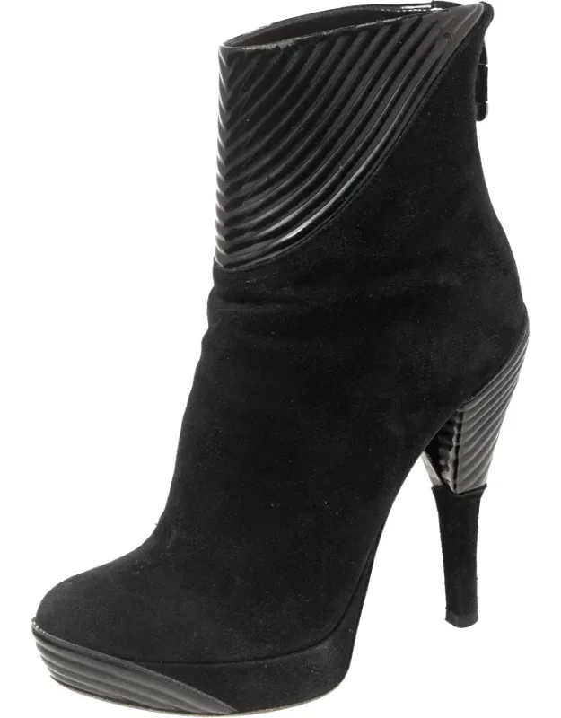 Suede And Leather Ankle Boots