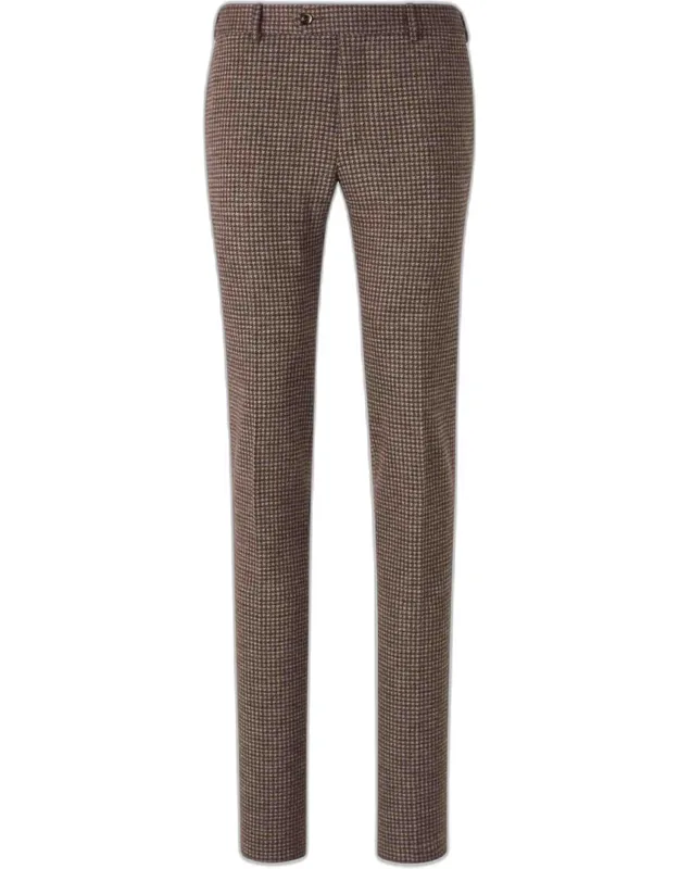Formal Wool Trousers Houndstooth Pattern, Frayed Hem