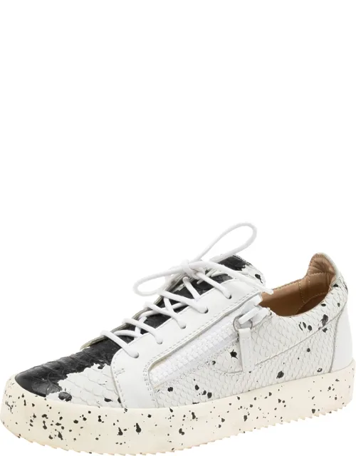 Python Embossed Leather Double Sketch Sneakers