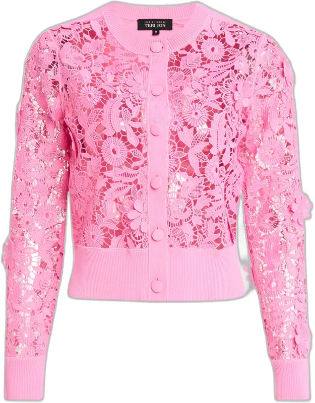 Lace-front Knit Cardigan