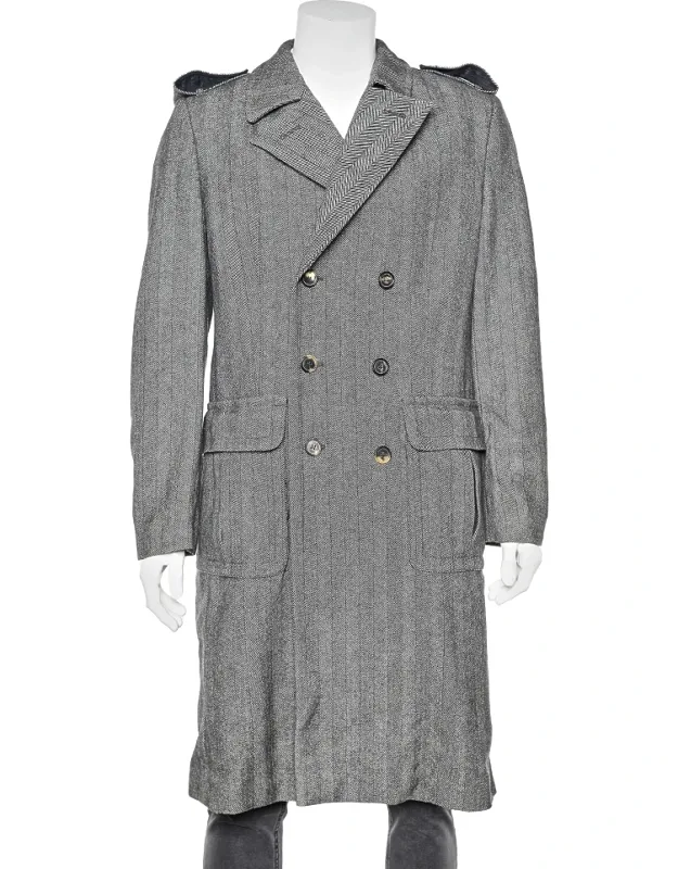 Wool Herringbone Double Breasted Coat