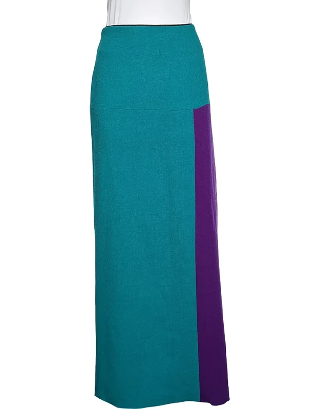 Colorblock Wool Crepe Maxi Skirt