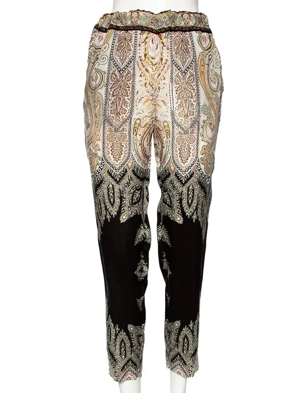 Multicolor Paisley Printed Sateen Pants