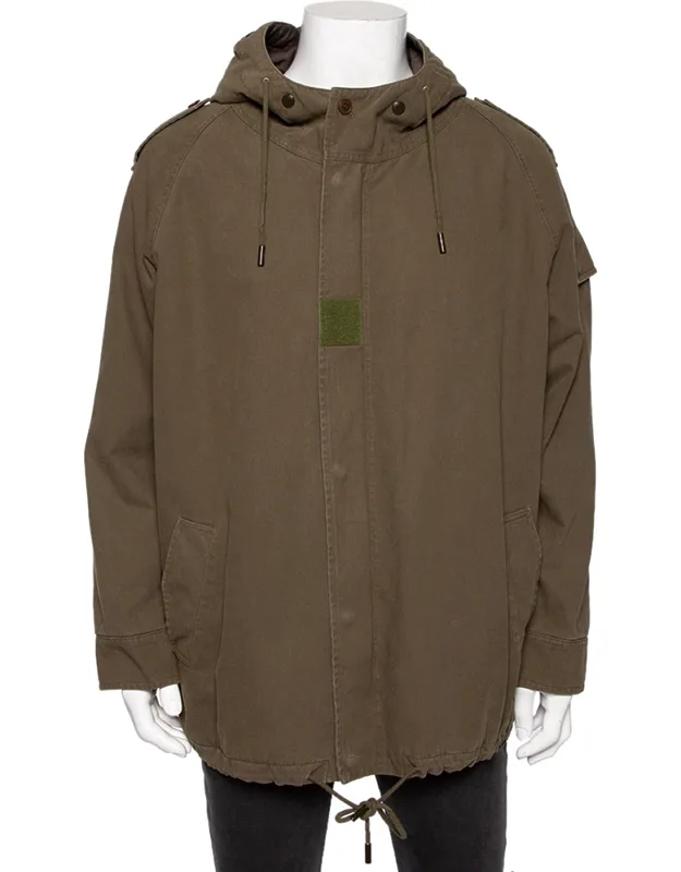 Olive Green Cotton Hooded Parka
