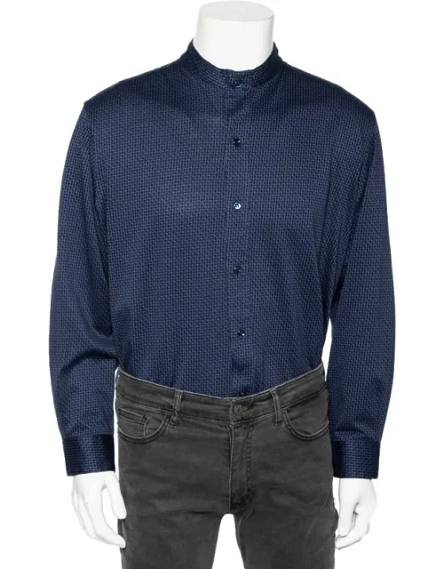 Printed Stretch Cotton Button Front Shirt