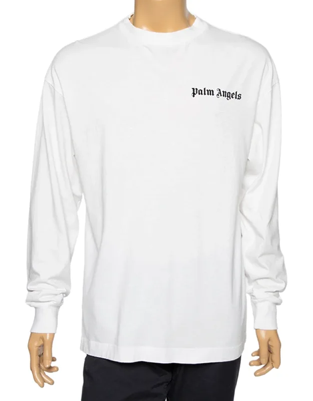 Cotton Logo Printed Detail Long Sleeve Crewneck T-shirt