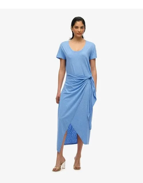 Slub Midi Wrap Dress
