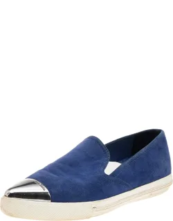 Suede Metal Cap Toe Slip On Sneakers