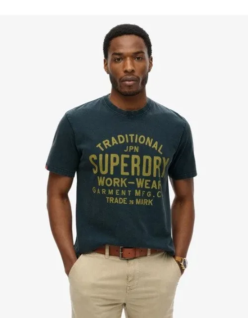 Superdry Machined Goods Workwear T-shirt With Stylish Loose Cut And Ribbed Crew Neckline