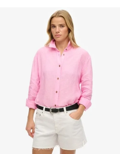 Superdry Casual Linen Boyfriend Shirt With Stylish Loose Cut And Long Sleeves