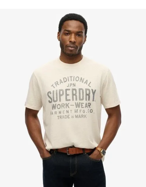 Superdry Machined Goods Workwear T-shirt - Loose Fit, Ribbed Crew Neckline