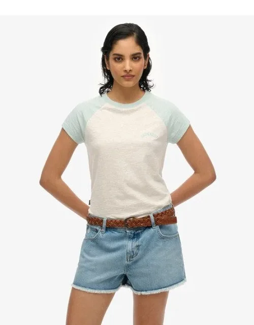 Superdry Organic Cotton Essential Logo Raglan T-shirt With Ribbed Crew Neck And Cap Sleeves