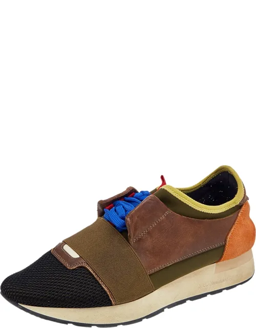 Balenciaga Race Runner Low Top Sneakers With Strap Detailing And Leather Lined Insole