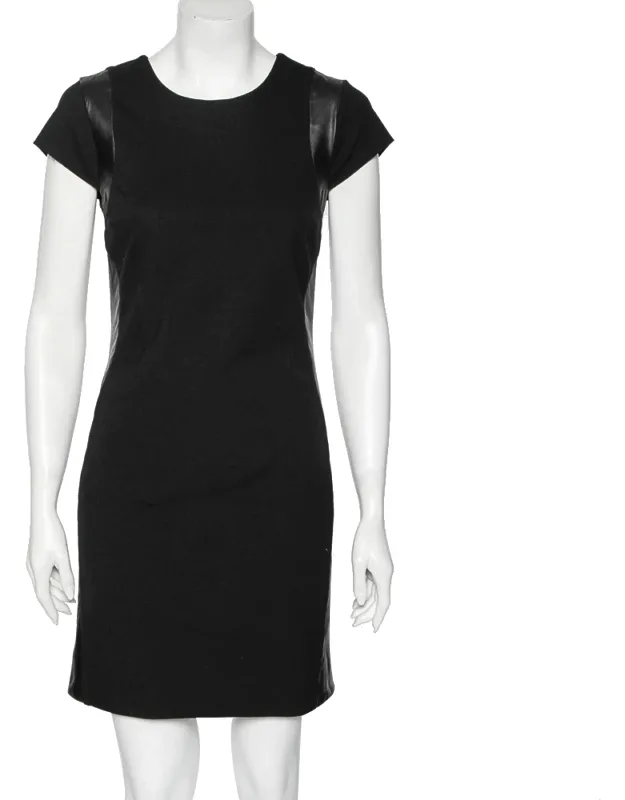 Knit Pele Leather Short Sleeve Dress