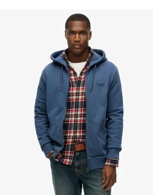 Essential Logo Zip Hoodie With Drawstring Hood And Ribbed Cuffs