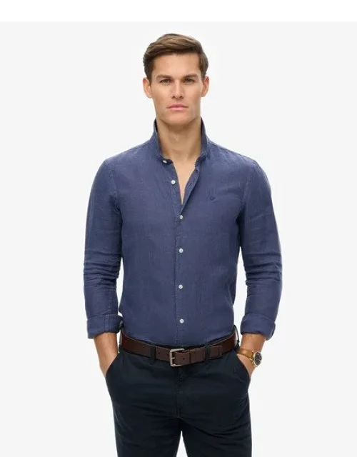 Embroidered Vacation Linen Shirt - Relaxed Fit, Button Fastening