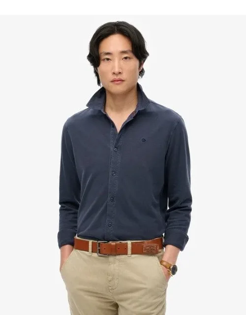 Superdry Vintage Destroy Pique Long Sleeve Shirt - Relaxed Fit, Minimalistic Design