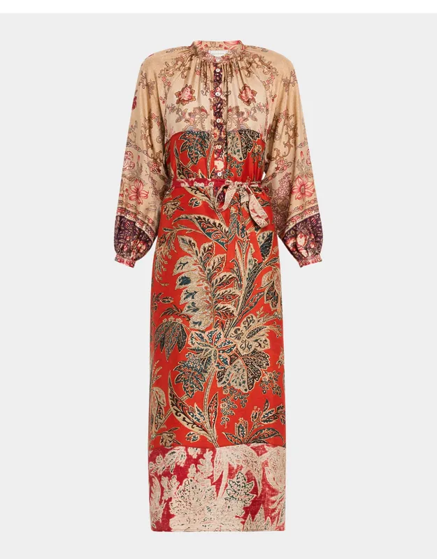 Floral-print Silk Midi Dress