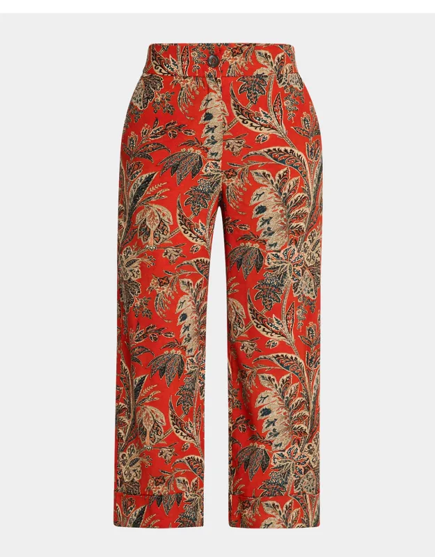 Cropped Floral-print Trousers
