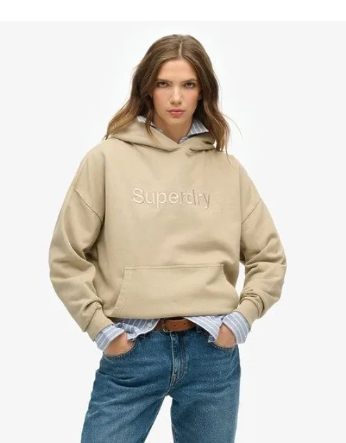 Embroidered Core Logo Relaxed Hoodie