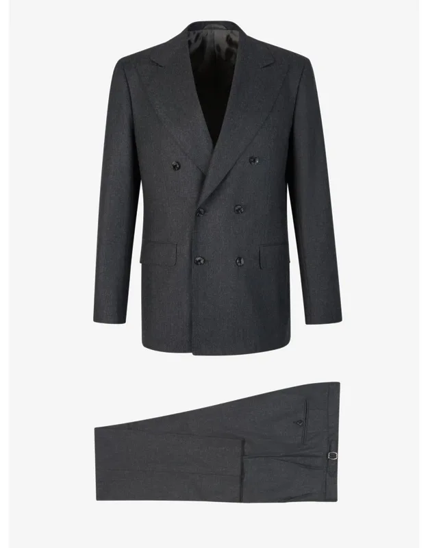 Sartorio Napoli Wool Suit Double-breasted Closure, Flap Pockets, Three Interior Pockets